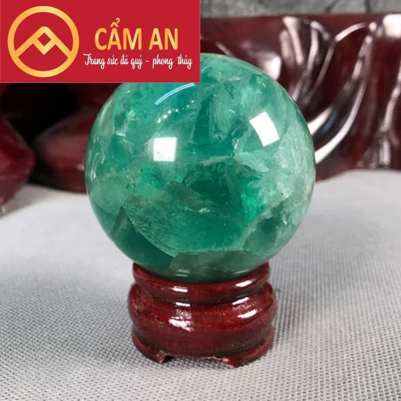 Quả Cầu Phong Thủy Đá Fluorite Tự Nhiên Đường Kính 10- 11cm - Tặng Kèm Đế Gỗ