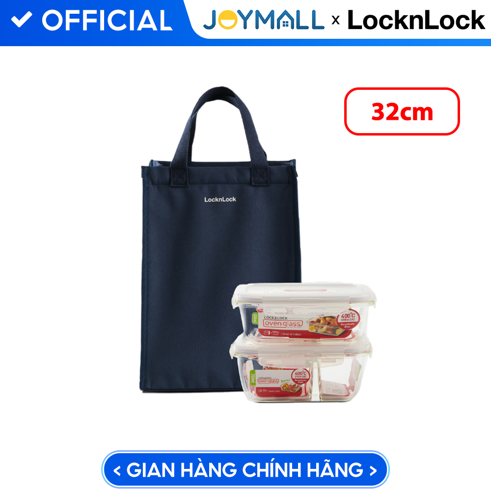 Bộ túi hộp cơm thủy tinh LocknLock LLG429DS2, LLG428S2 - Hàng chính hãng, dùng được lò vi sóng, túi đựng lớn - JoyMall