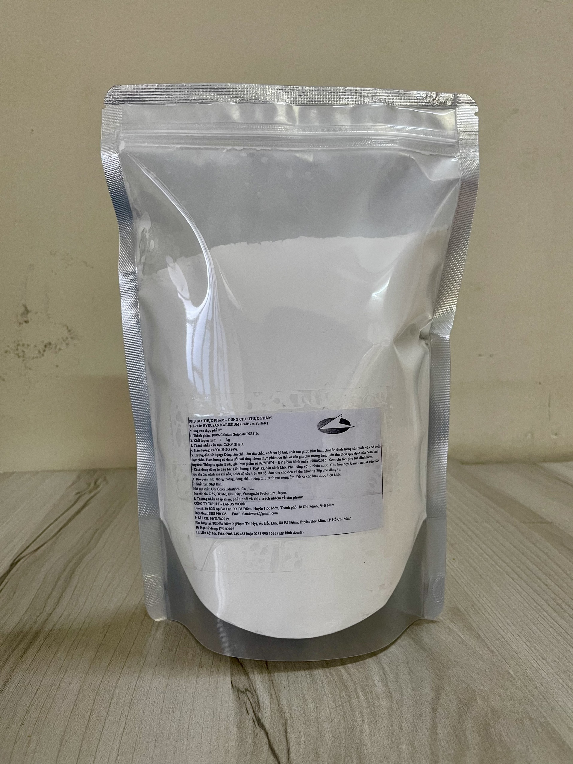 Calcium sulfate Nhật Bản thạch cao tinh khiết 99% dùng trong thực phẩm 1kg