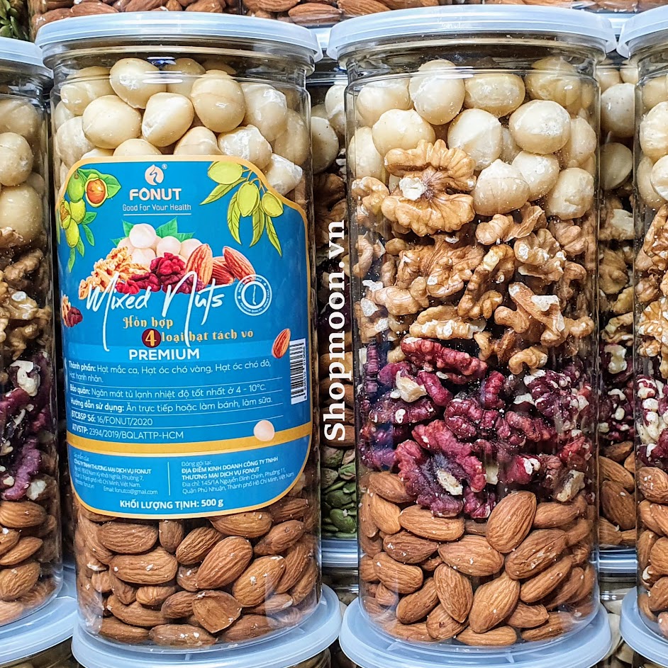 Hạt Mix 4 Loại Hạt Dinh Dưỡng Hạt Macca, Óc Chó Vàng, Óc Chó Đỏ, Hạnh Nhân