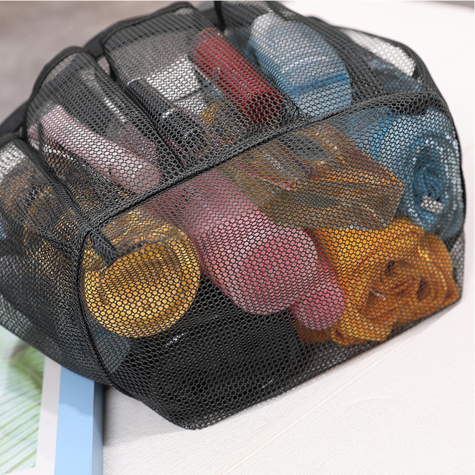 Mesh Showering Caddy Basket Bag Tote Pouch Storage Makeup Brush Women Black