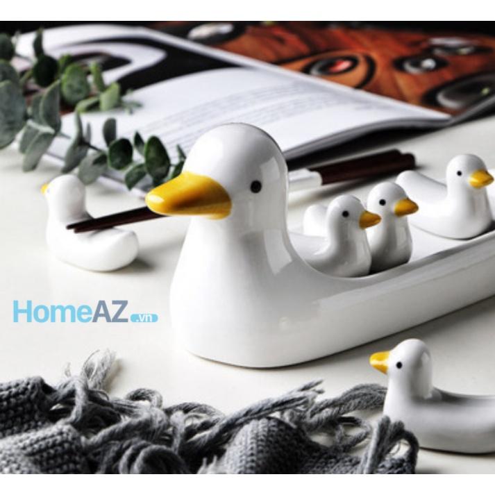Đồ gác đũa muỗng, kê đũa bằng sứ hình đàn vịt siêu dễ thương Cute Duck mã AZDTT002