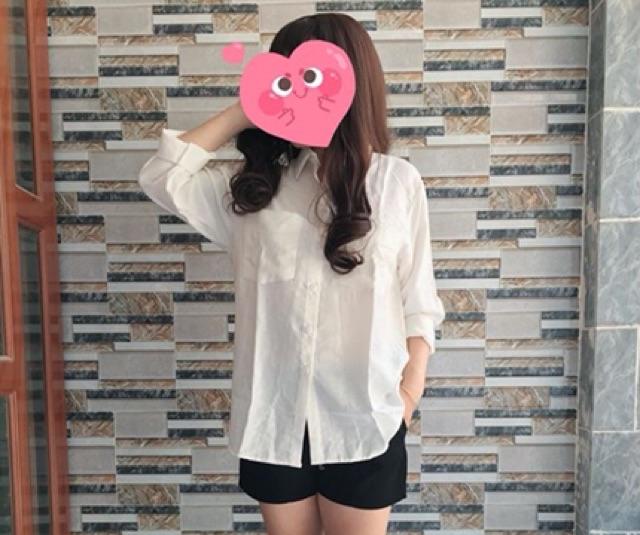 Sơ mi oversize đũi 2 túi