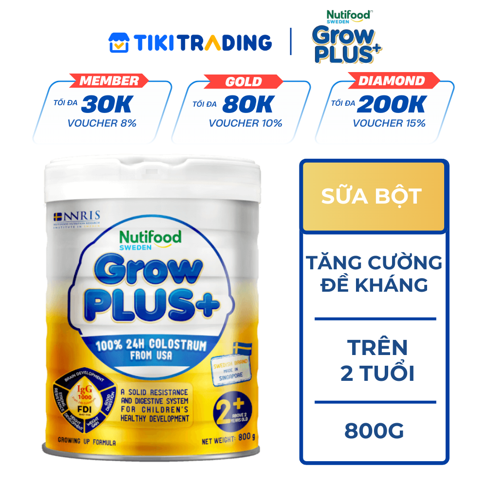 Sữa bột Nutifood GrowPLUS+ Sữa Non 2+ Lon 800g