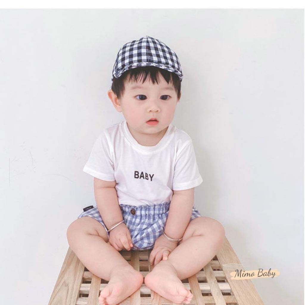 Mũ lưỡi trai mềm họa tiết kẻ caro cho bé MH126 Mimo Baby