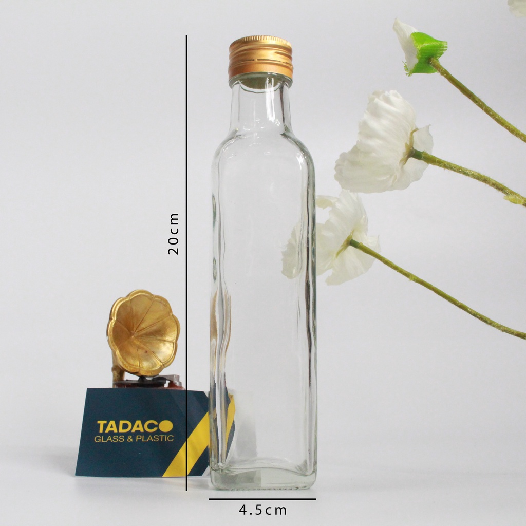 Chai thủy tinh 250ml FREE SHIP Chai đựng mật ong, chất lỏng 250ml nắp nhôm vàng