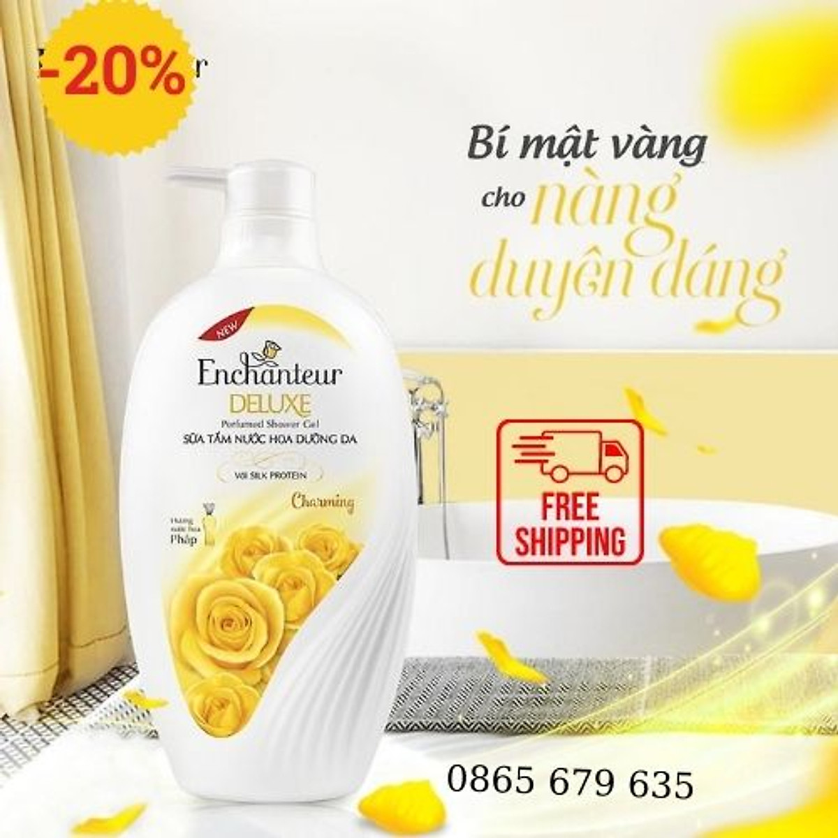 Sữa tắm nước hoa Enchantteur nồng nàn duyên dáng mịn màng quyến rũ 850gr