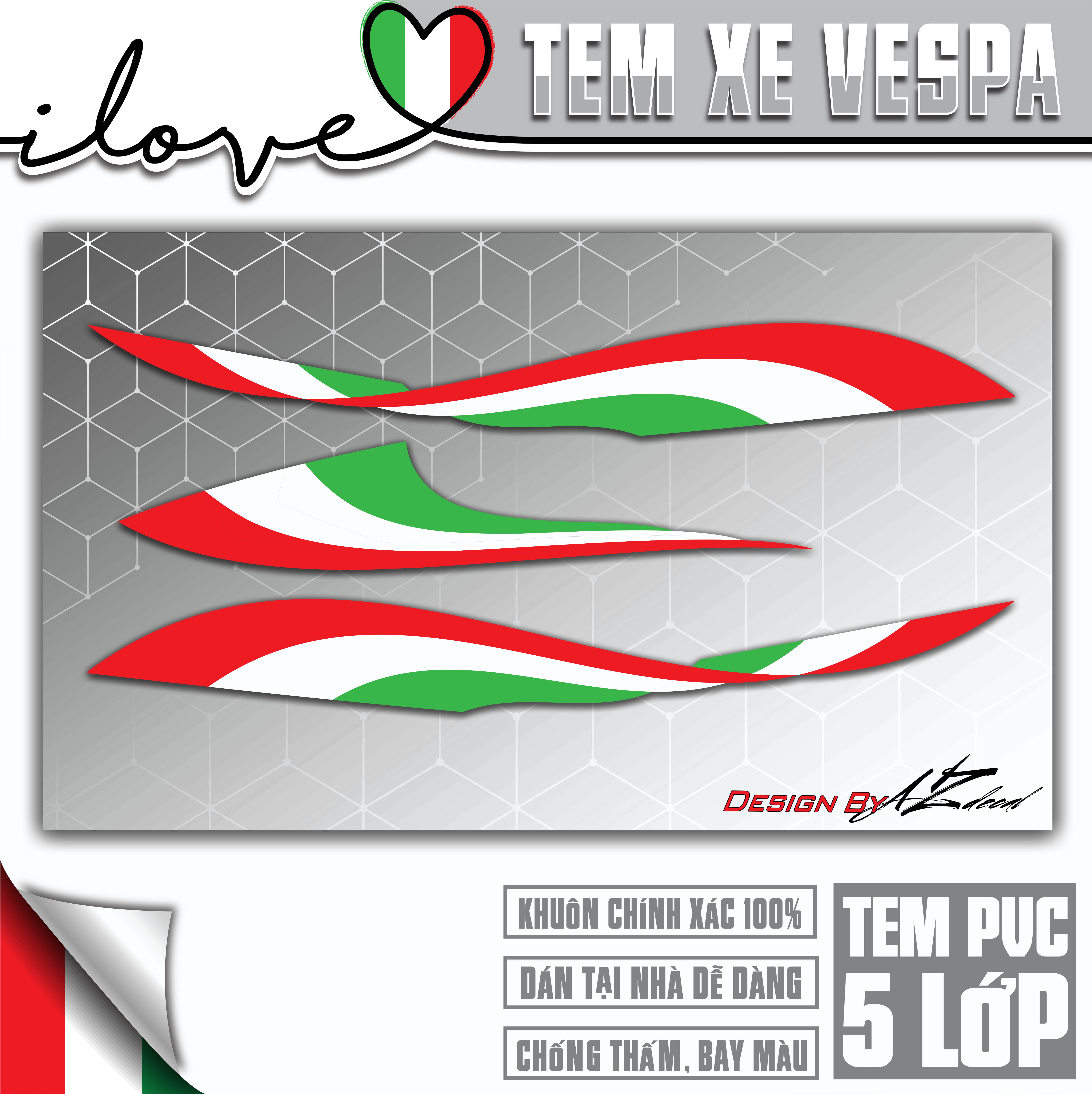 Tem Rời Xe Vespa Sprint / Primavera / GTS / LX  Phong Cách Italy Mẫu VP01 | Decal Trang Trí, Cắt Khuôn Sẵn Dễ Dán