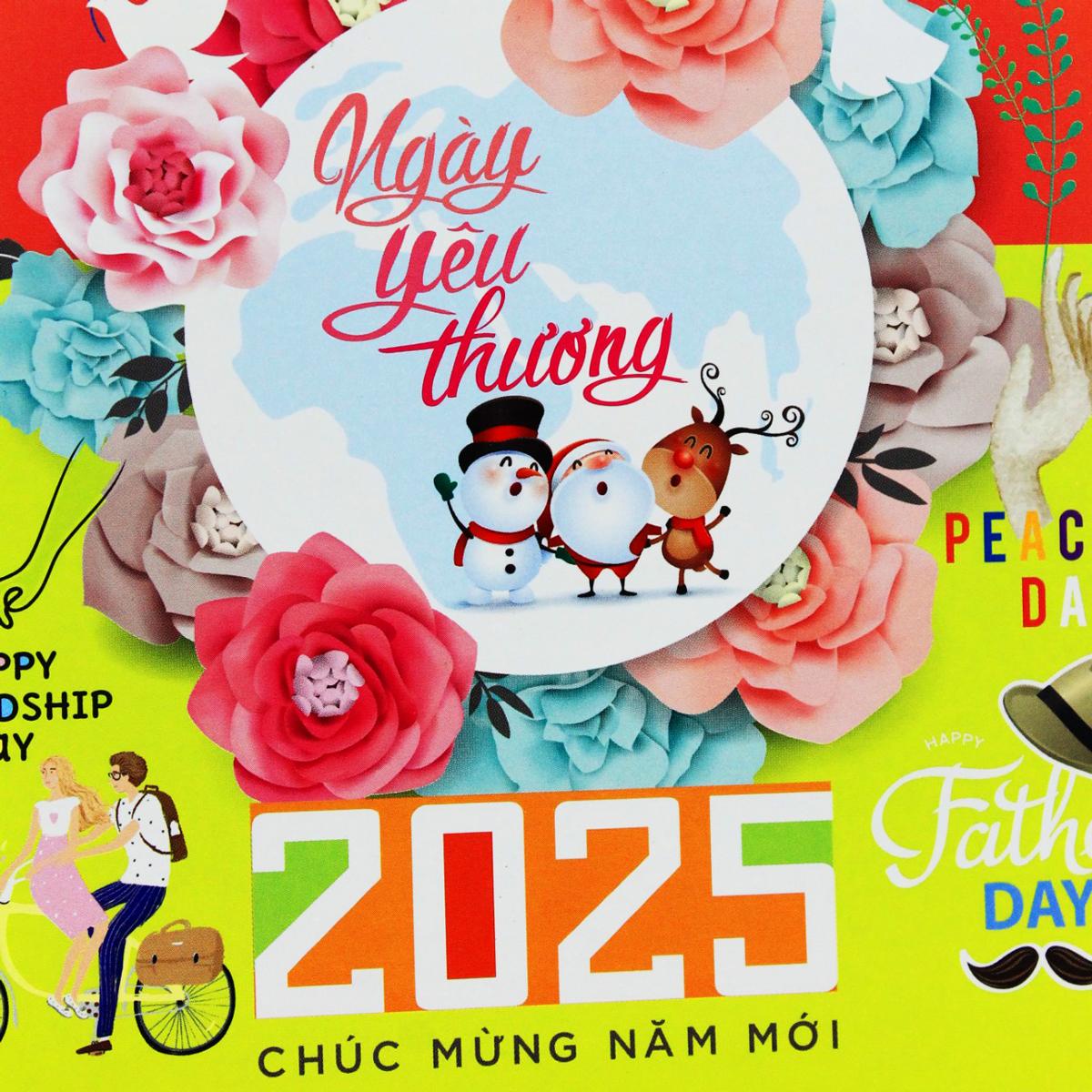 Lịch Bàn Đứng 2025 - Ngày Yêu Thương - Văn Lang VL-LB05 - Đế Màu Cam