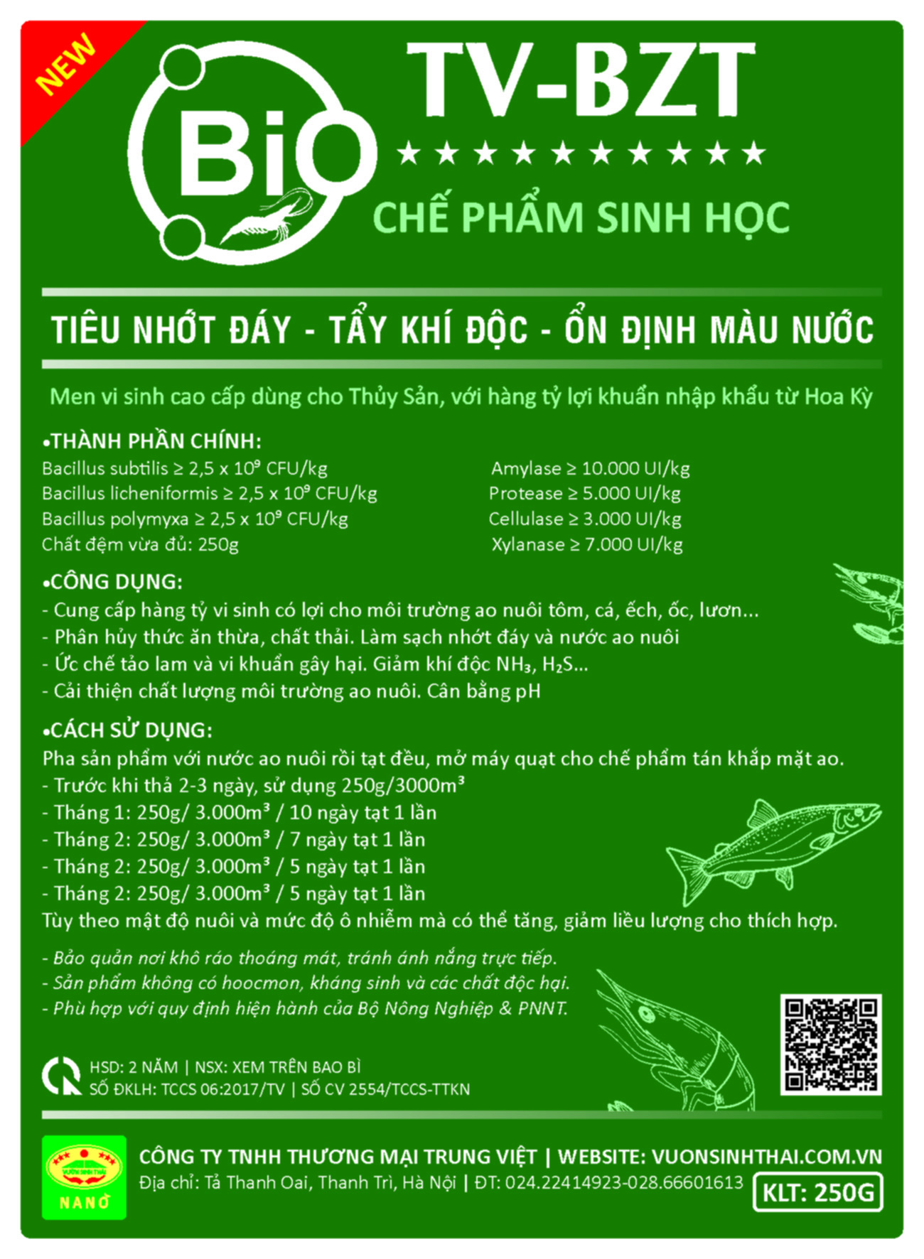 VƯỜN SINH THÁI - Chế phẩm vi sinh hồ cá, tôm BZT. Xử lý nước, làm sạch nhớt đáy ao. Ức chế tảo lam, khí độc. Hàng tỷ bào tử hữu hiệu từ HOA KỲ