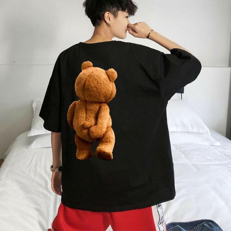 ÁO THUN UNISEX NAM NỮ gấu đứng đeo khẩu trang