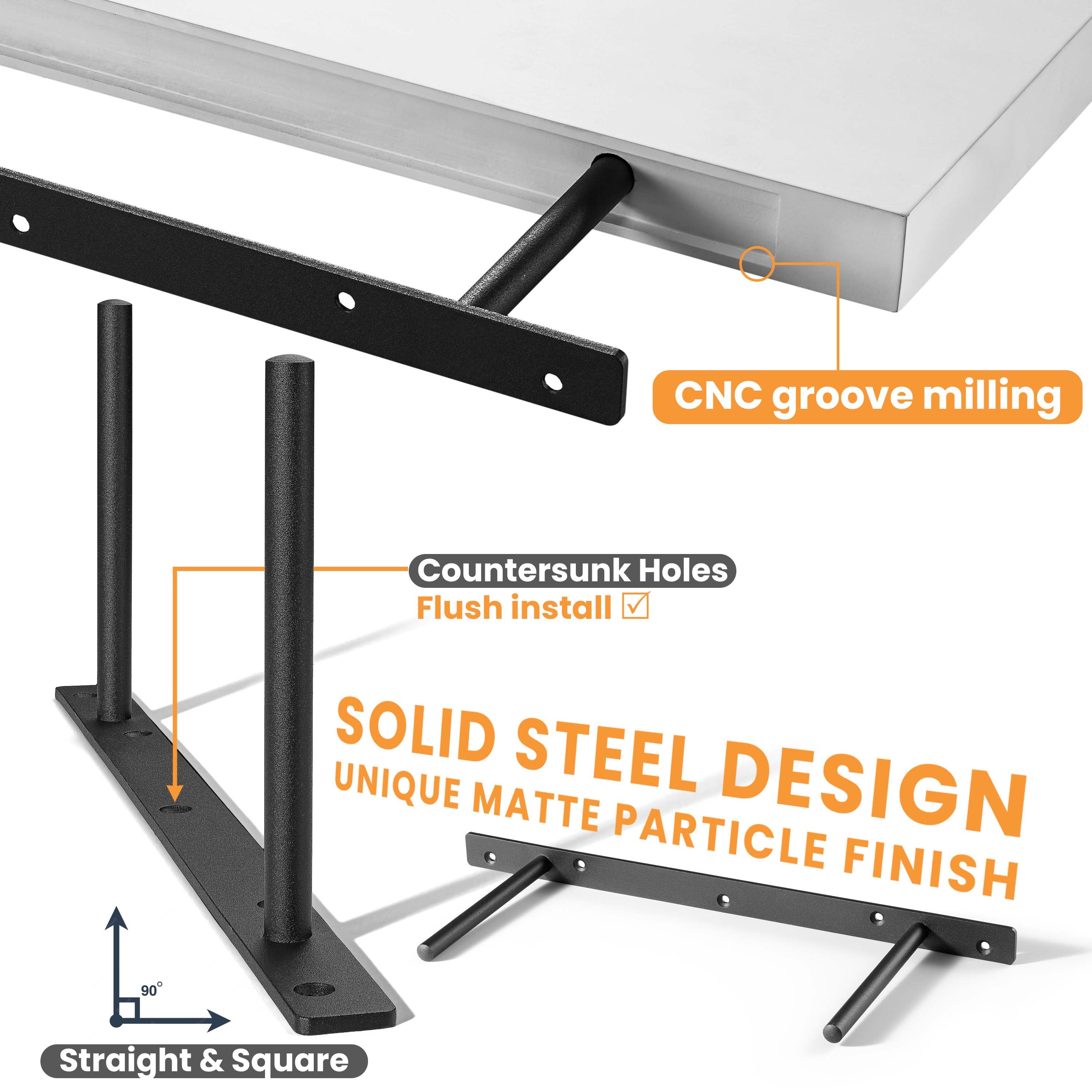 Combo 2 kệ gỗ treo tường trang trí 61cm, kèm chốt âm tường chữ U, phụ kiện vít tắc kê