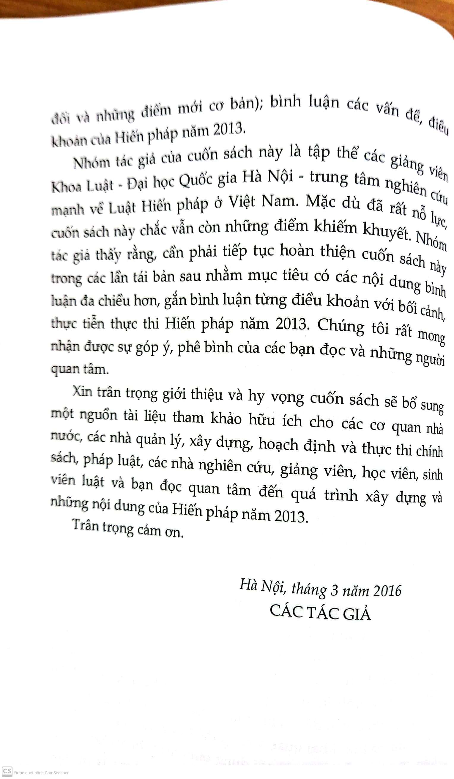 Bình luận khoa học Hiến pháp nước cộng hòa xã hội chủ nghĩa Việt Nam năm 2013