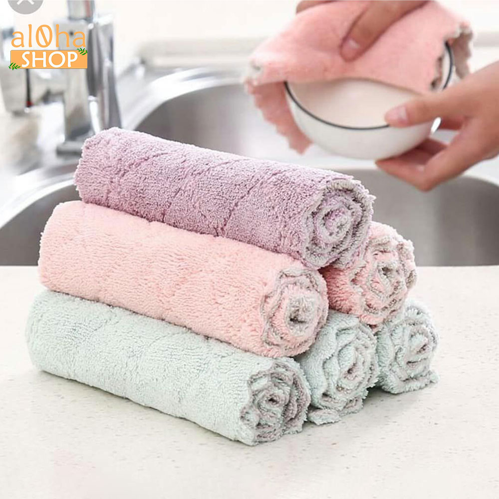 Giẻ lau bếp, bát đĩa, bàn ghế... - khăn lau đa năng siêu thấm giao màu ngẫu nhiên - al0ha Shop