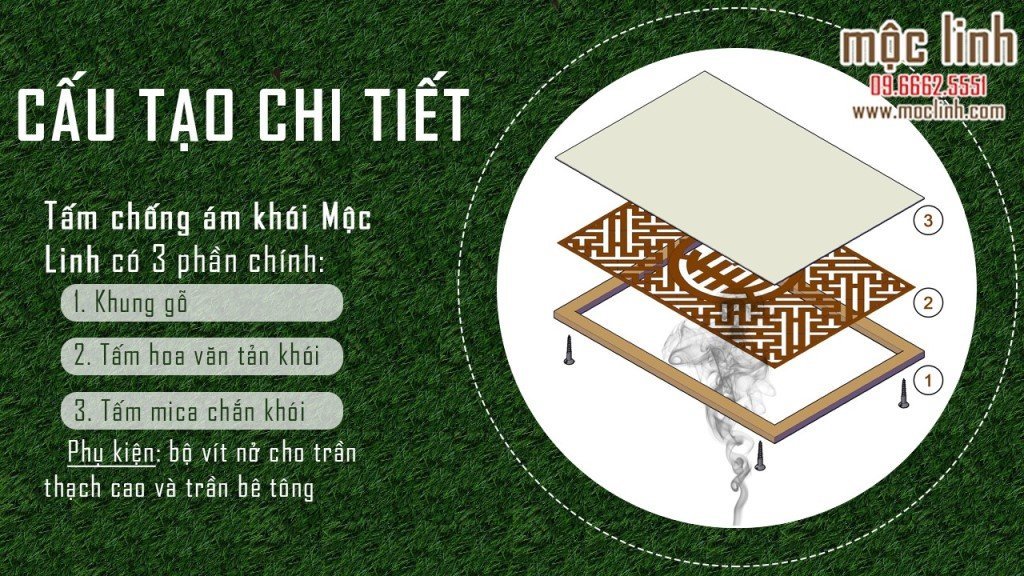 Tấm chống ám khói Mộc Linh 41x41 chữ Phúc màu Nâu