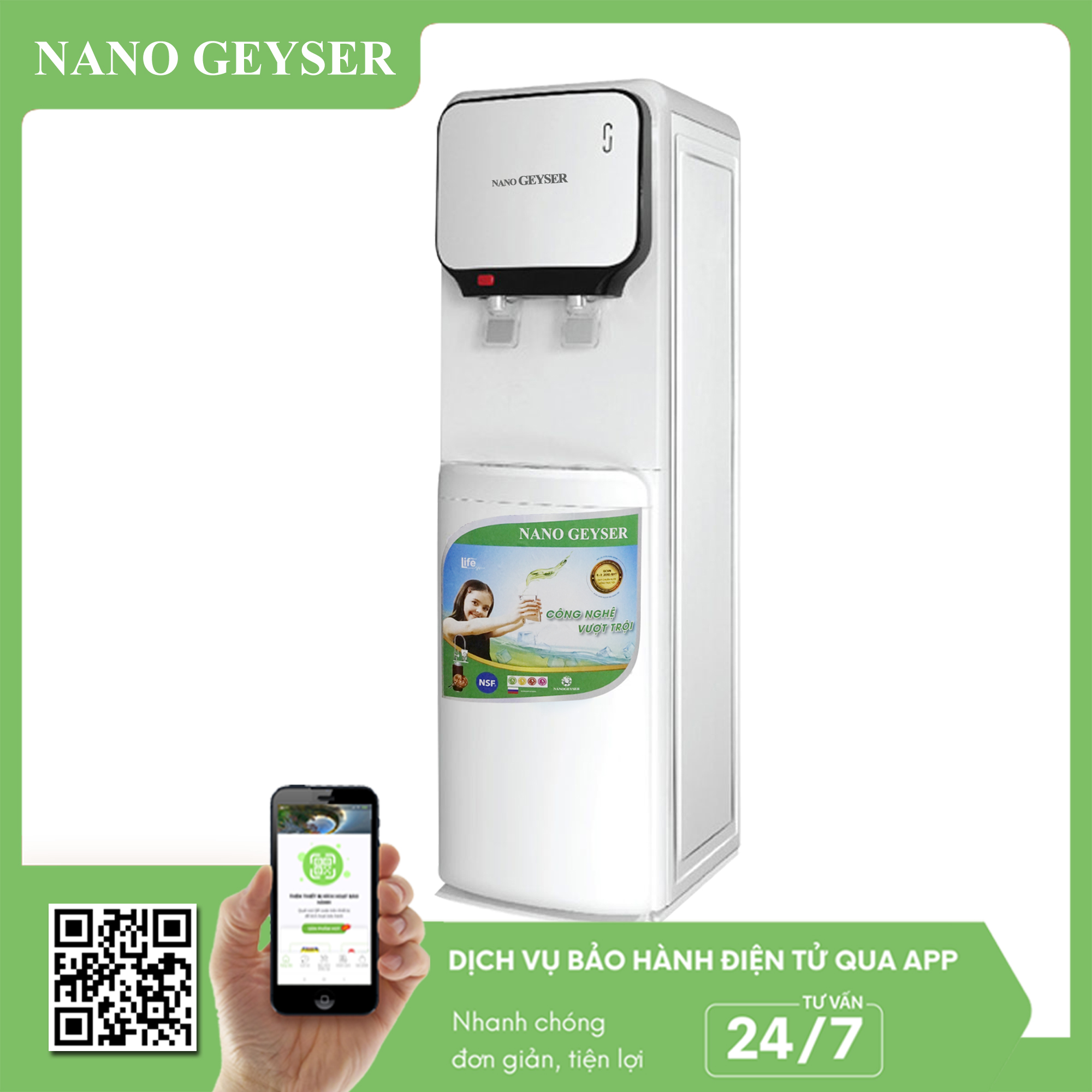 Cây nước Nóng Lạnh Nano Geyser G20 8 cấp - Hàng Chính Hãng