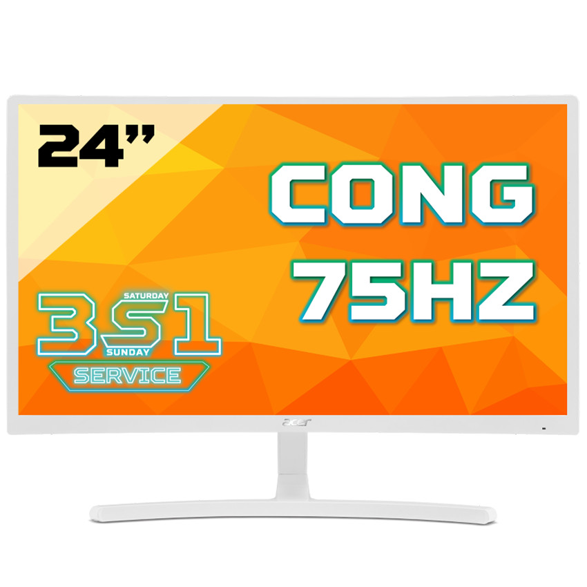 Màn hình cong Acer ED242QR(White) Abidpx 24 VA 75Hz FreeSync chuyên game - Hàng Chính Hãng