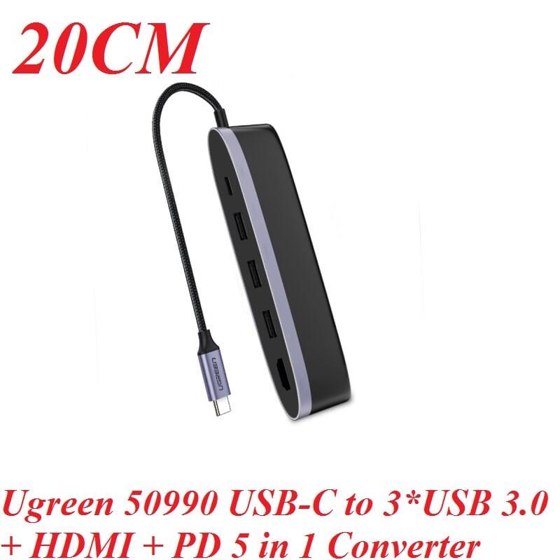 Ugreen UG50990CM223TK Bộ chuyển đổi TYPE C sang 3 USB 3.0 + HDMI + nguồn TYPE C - HÀNG CHÍNH HÃNG