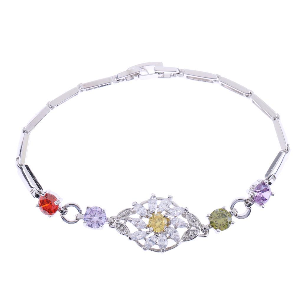 Delicate Colorful Diamond Flower Bracelets Wrist Chain Jewelry Accessories
