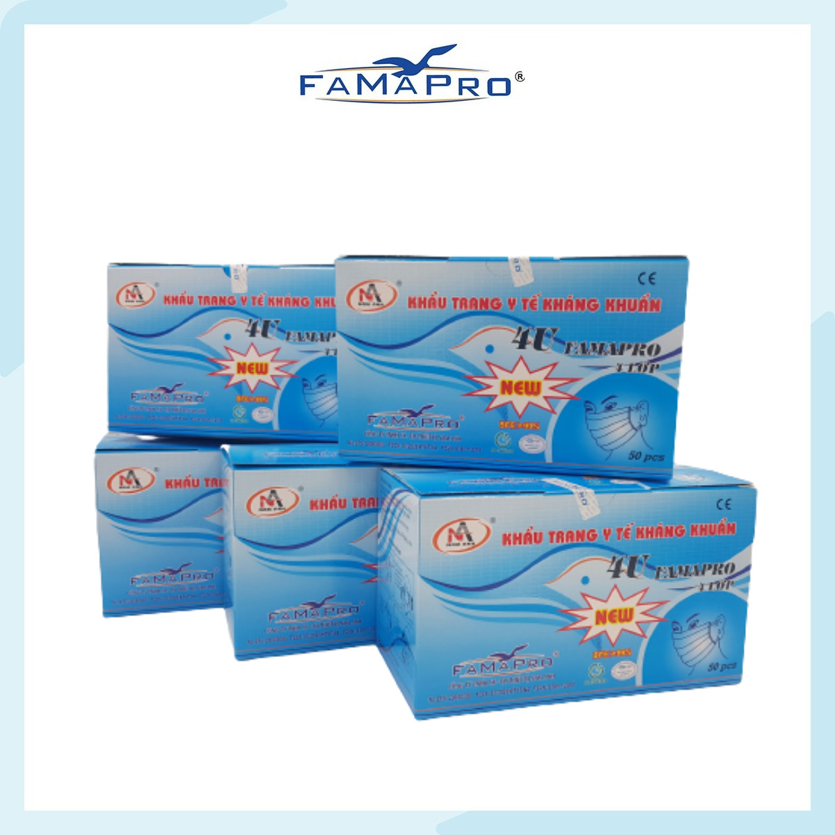 - Khẩu trang y tế 4 lớp kháng khuẩn Famapro 4U - COMBO 5 HỘP