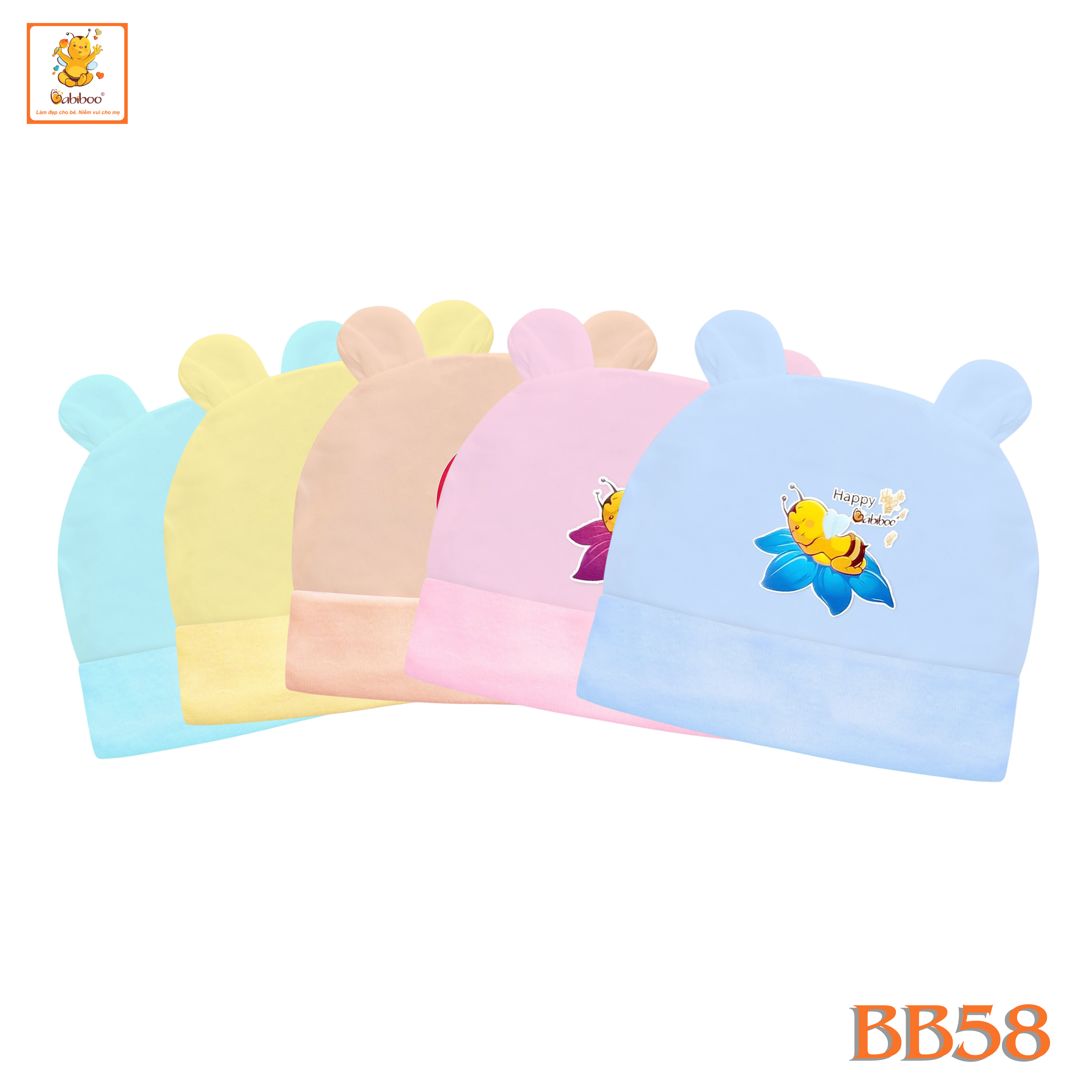 Nón sơ sinh Babiboo mũ sơ sinh cotton mềm mại, thấm hút tốt  BB58