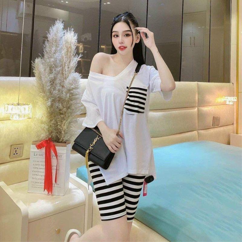 Đồ Bộ Nữ Eshop Đồ Bộ Mặc Nhà Nữ Bigsize Quần Lửng Ngố Thun Gân Thể Thao Trung Niên Đẹp Dễ Thương Đi Chơi Ngủ Cute Db51