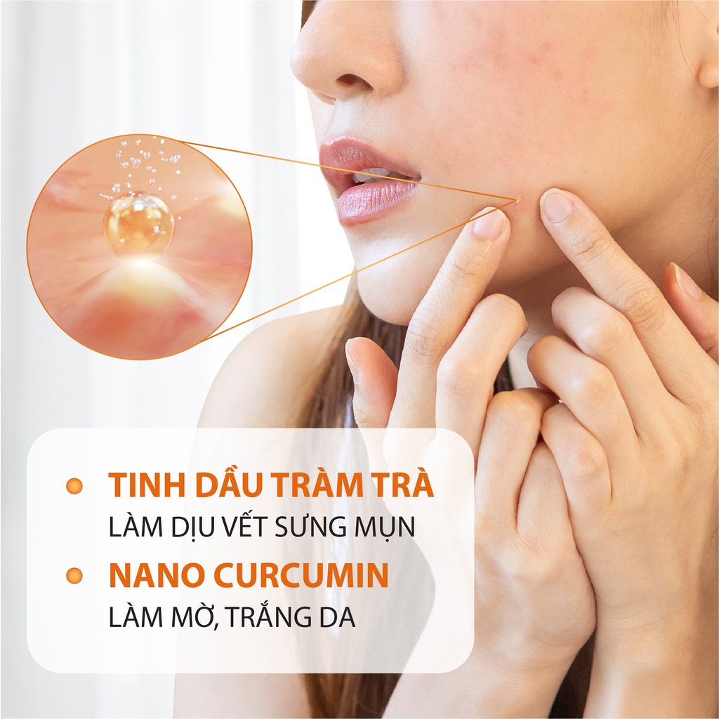 Sữa Rửa Mặt Tràm Trà Nano Nghệ Milaganics Làm sạch Chuyên Sâu Cho Da Mụn Nhạy Cảm