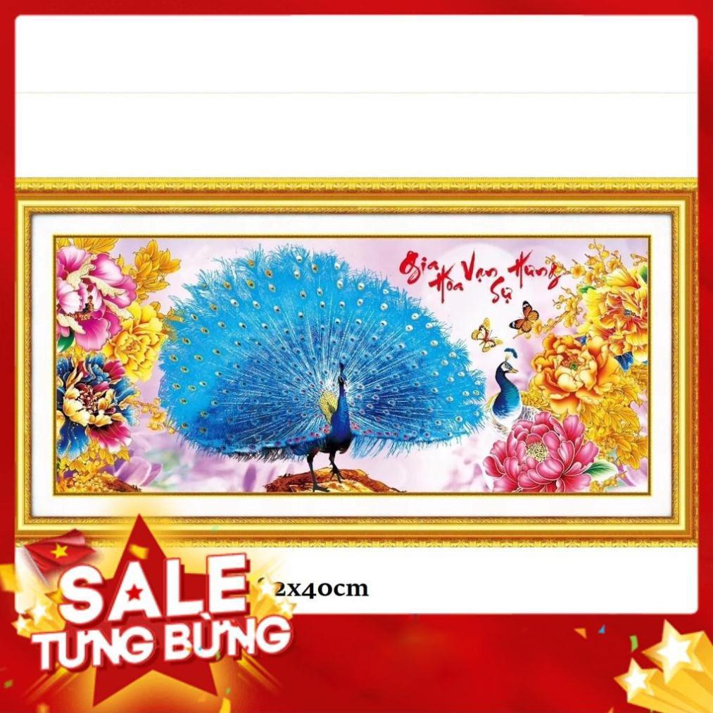 Tranh thêu chữ thập chim công 88825 82x40cm