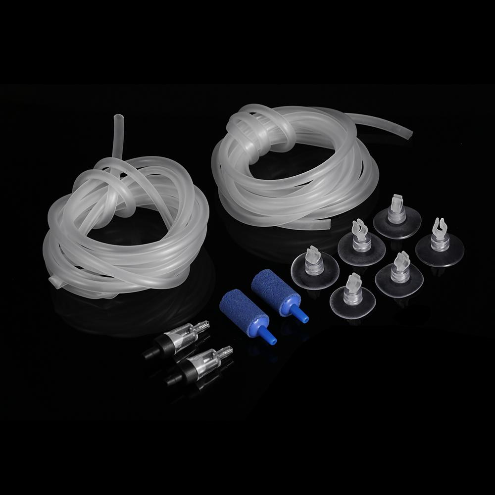 Thiết bị cung cấp oxy cho bể cá gồm 2 Ống oxy mềm 2.5m,2 van chặn,6 cốc hút ,2 thiết bị Tạo bong bóng