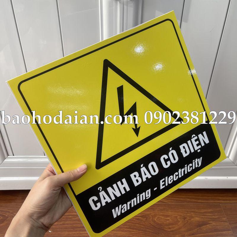 Bảng cảnh báo có điện chất liệu fomex dán decal 30 x 30cm