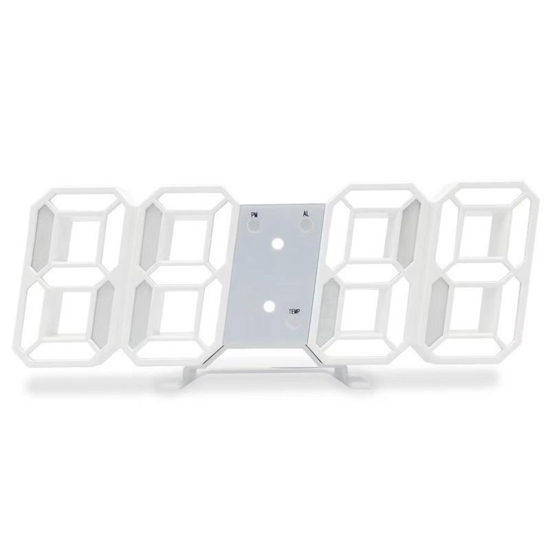 [ Hàng chính hãƞg ]Đồng hồ LED 3D treo tường, để bàn thông minh Smart Clock đồng - khung trắng đèn đỏ