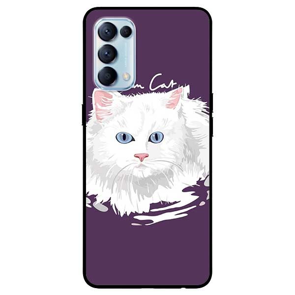 Ốp lưng dành cho Oppo Reno 5 mẫu Mèo Trắng Tím