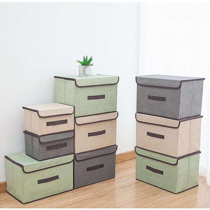 Combo 2 Hộp Vải Đựng Quần Áo - Hộp lưu trữ quần áo đồ lót đồ chơi đa năng – 8 Lít, 18 Lít tiện dụng – BLUE DEER