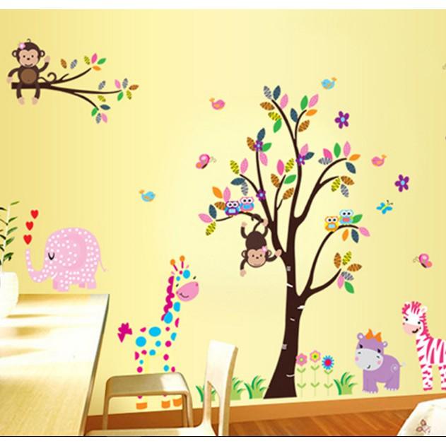 Decal trang trí Vườn Thú sắc màu - SIZE LỚN