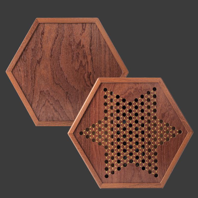 Wooden Chinese Checkers Set with Storage Drawer Children Adults Chess Board Game