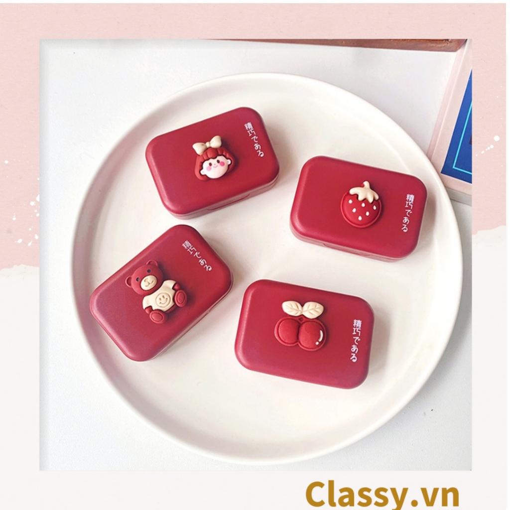 Hộp đựng kính áp tròng Classy , đựng lens màu đỏ, có gương soi PK1172