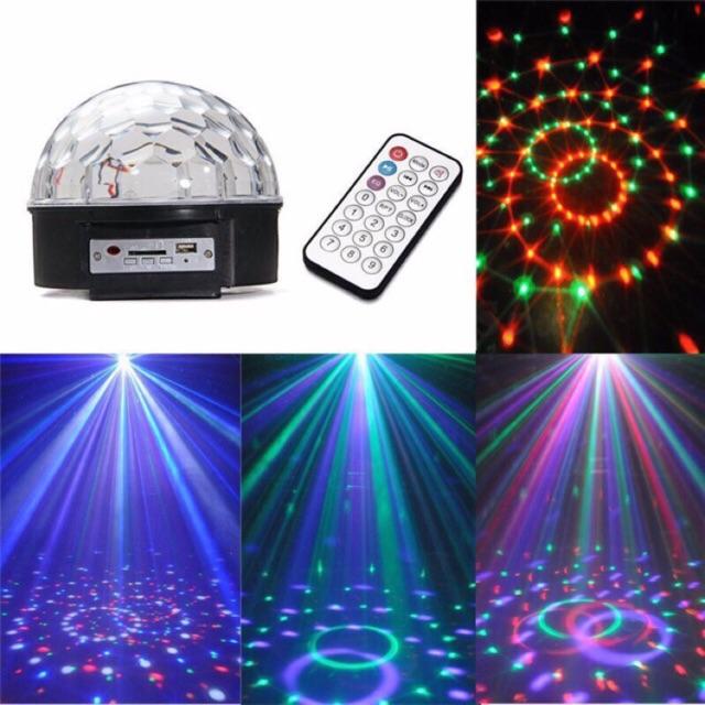 Đèn Led Cầu Quay Cảm Ứng Xoay Pha Lê 7 Màu Nhấp Nháy Theo Nhạc - Hàng Chất Lượng