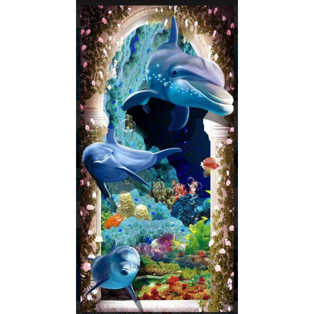 Tranh 3D dán tường cá heo