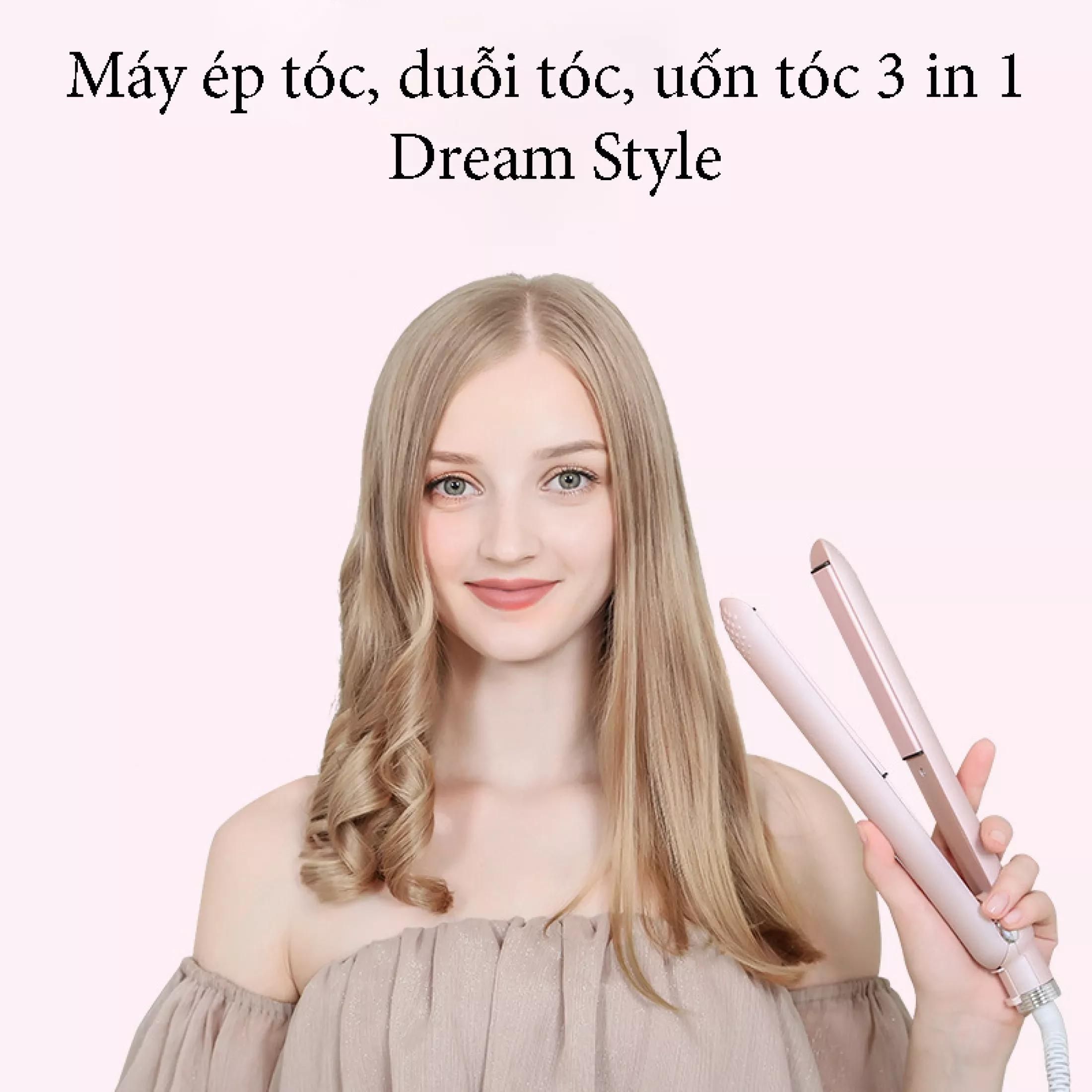 Máy làm tóc đa năng 3 in 1 Dream Style - Máy uốn tóc, ép tóc, duỗi tóc siêu tiện lợi, tạo kiểu chuẩn salon - Máy uốn tóc mini 5 chế độ phù hợp với mọi chất tóc, giữ nếp lâu, không làm hỏng tóc, chế độ tự ngắt khi quá nhiệt