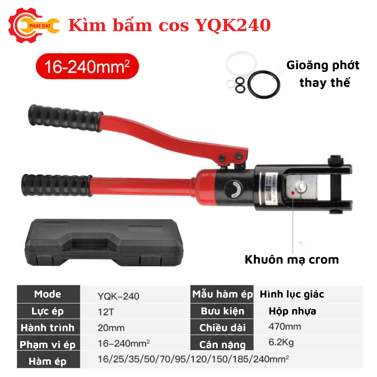 Kìm bấm cốt thủy lực YQK240