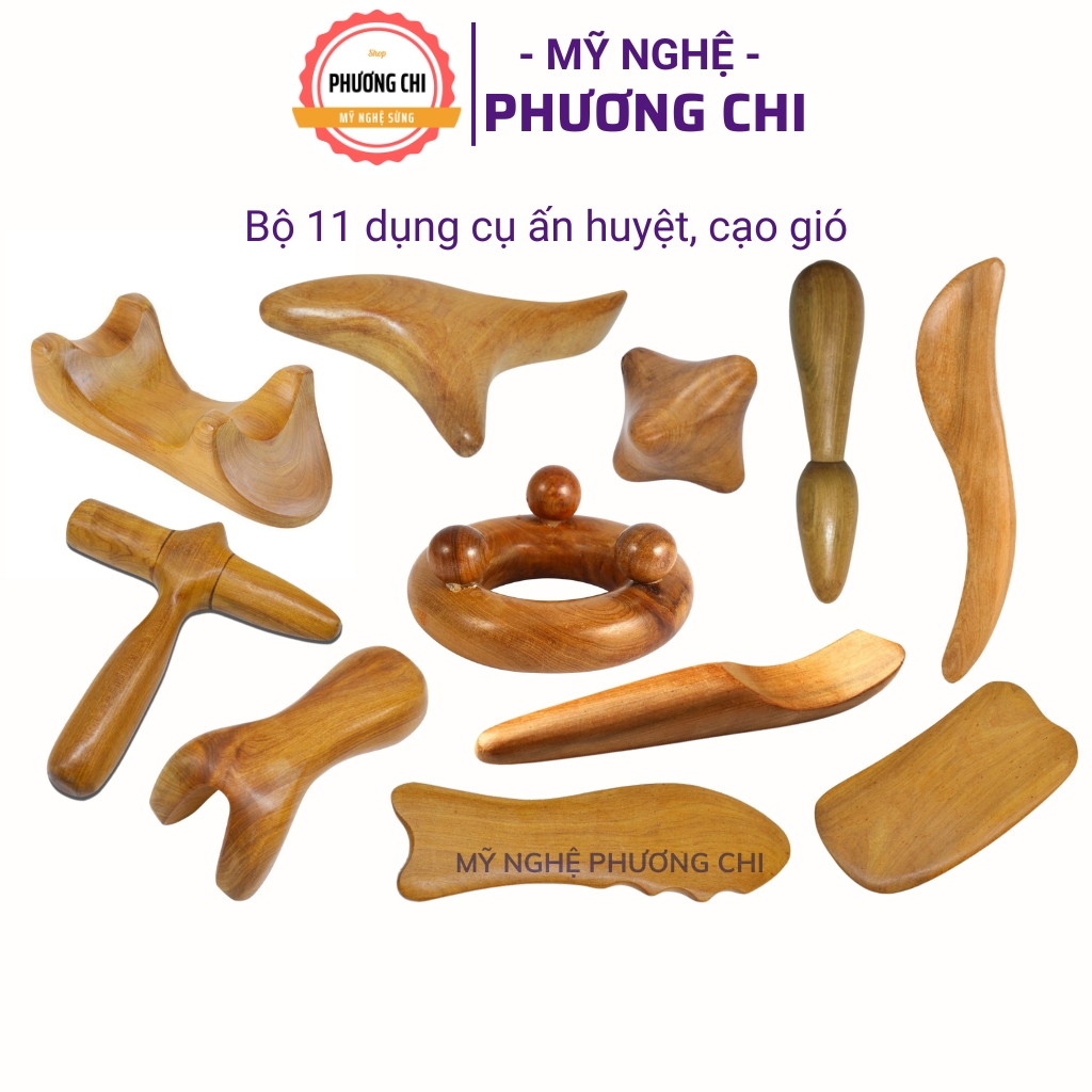 Combo Bộ 11 Dụng Cụ Ấn Huyệt, Cạo Gió Mát Xa Giúp Đả Thông Kinh Mạch Và Lưu Thông Khí Huyết | Mỹ Nghệ Phương Chi