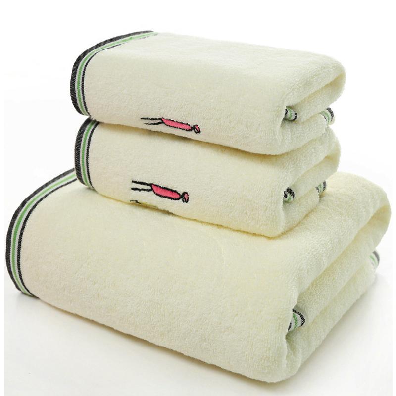 Set 3 Khăn siêu thấm chất liệu 100 cotton,1 khăn tắm lớn 70x140 + 2 khăn mặt 34x75-205