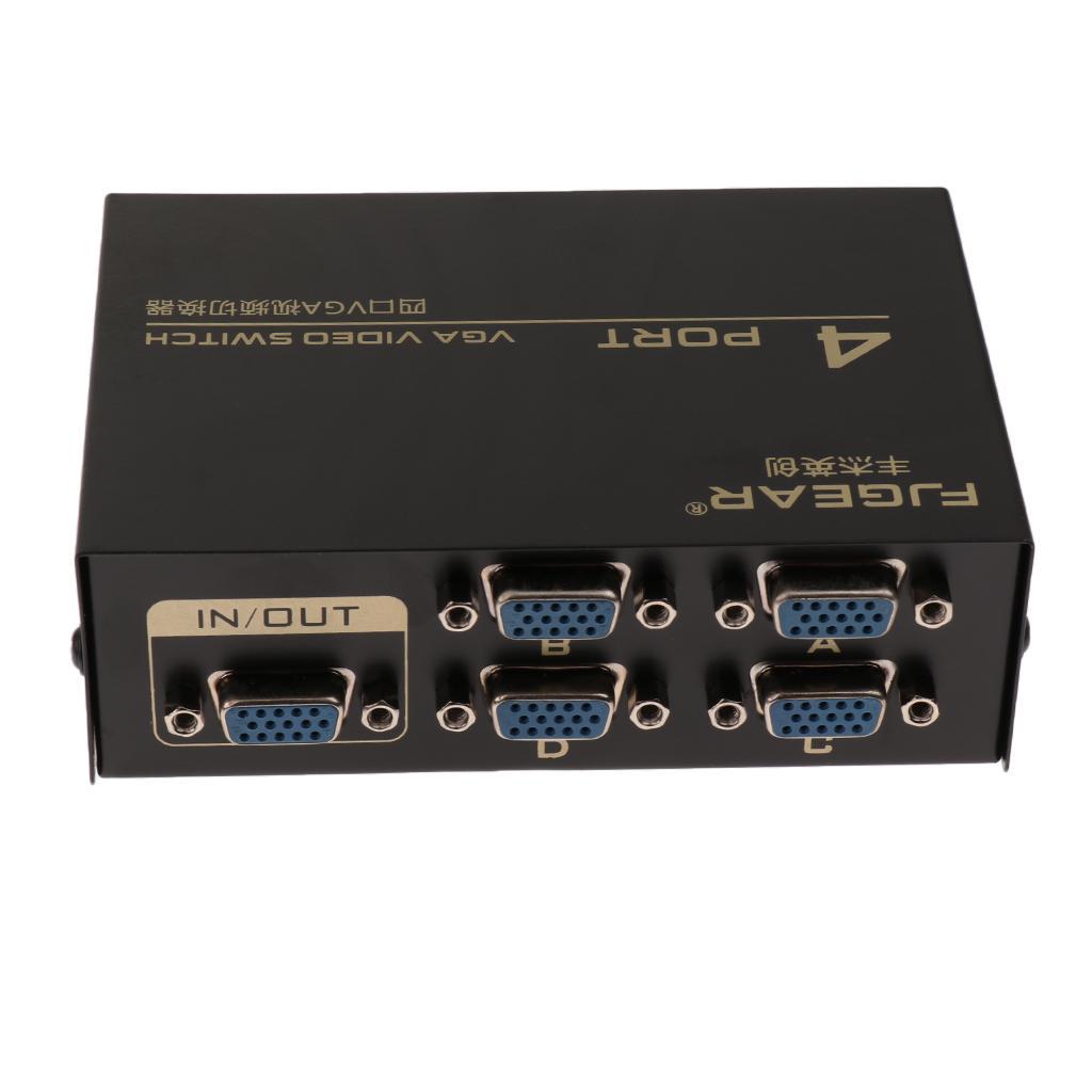4 Port VGA Switch Video Manual Switcher Box 4 x 1 Selector 4 PC In 1 Out