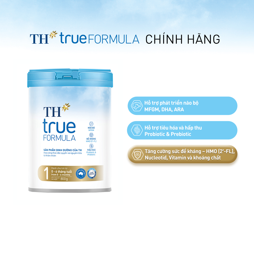 Thùng 6 hộp sản phẩm dinh dưỡng công thức cho trẻ từ 0 đến 6 tháng tuổi TH True Formula 1 800g (800g x 6)