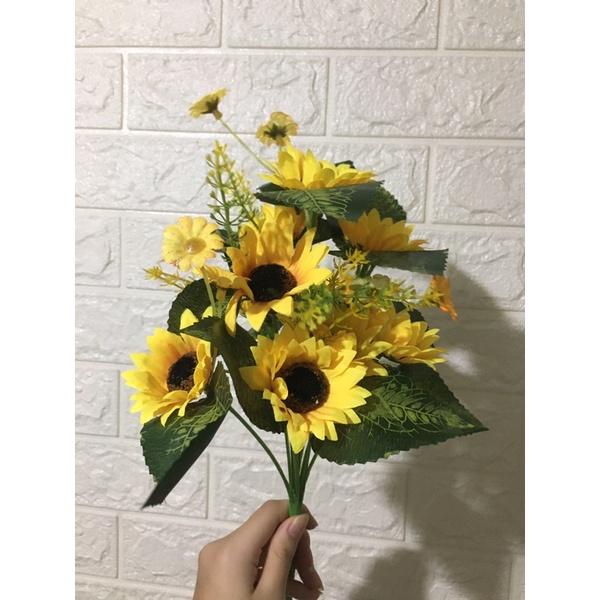 Hoa giả - Cụm hoa Hướng Dương Nhiều Bông Trang Trí