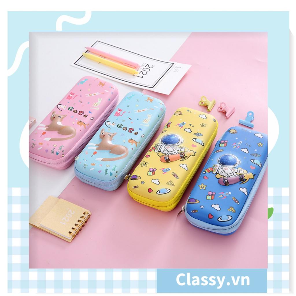 Hộp đựng bút văn phòng phẩm Classy chất liệu Silicon dẻo, siêu bền, màu pastel đính họa tiết hoạt hình ngộ nghĩnh PK922