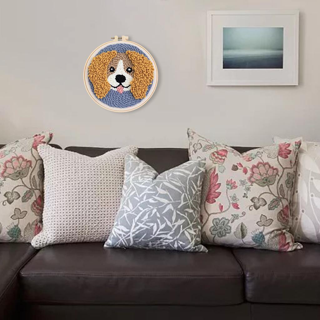 Punch Kit DIY Needlework Animal Dog Embroidery for Adult A