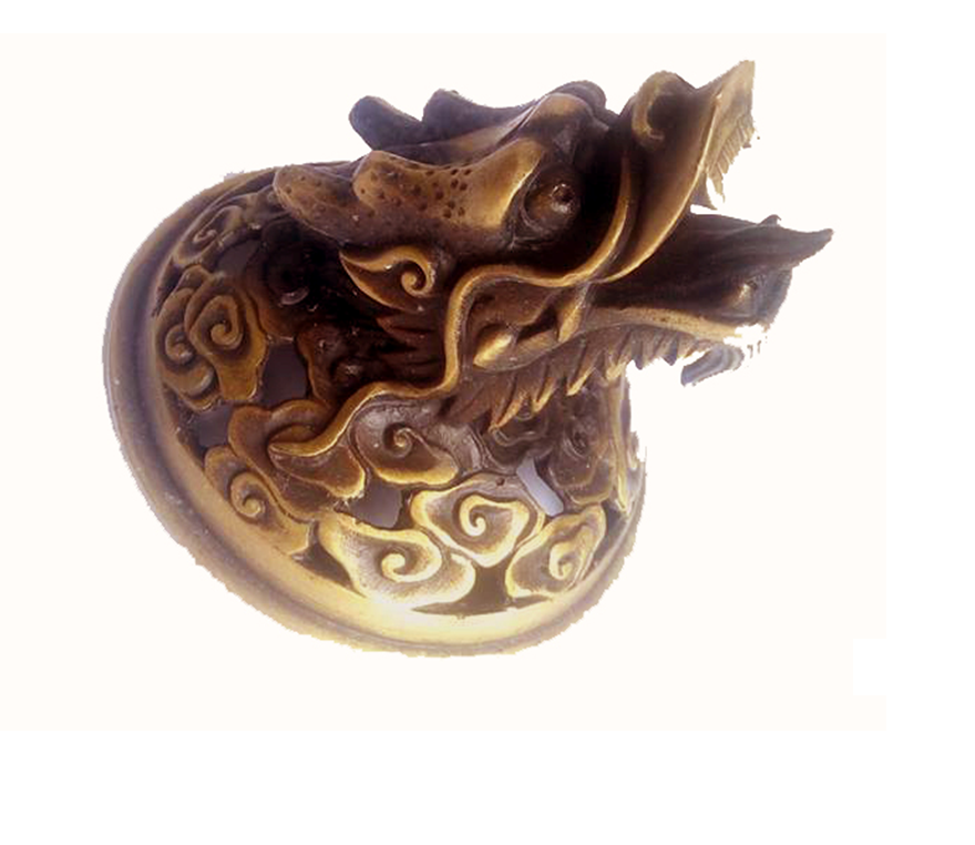 Lư trầm Đầu Rồng - bằng đồng thau nặng 850g cao 17cm + Tặng vòng tay tỳ hưu - Dùng để xông trầm hương