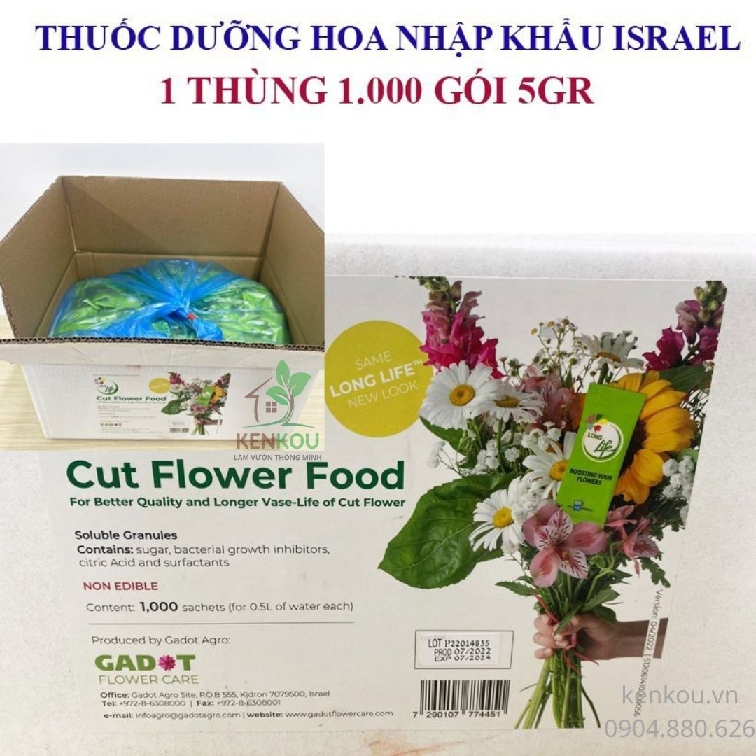 BỘT DƯỠNG HOA TƯƠI LÂU Combo 5 hộp hiệu Long life Israel, dành cho gia đình chơi hoa