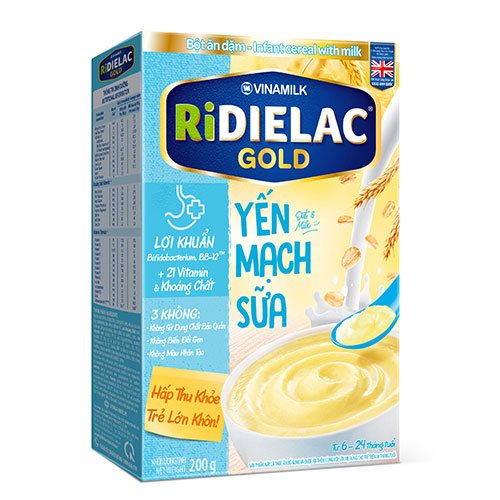 COMBO 2 HỘP BỘT ĂN DẶM RIDIELAC
GOLD YẾN MẠCH SỮA - HỘP GIẤY 200G